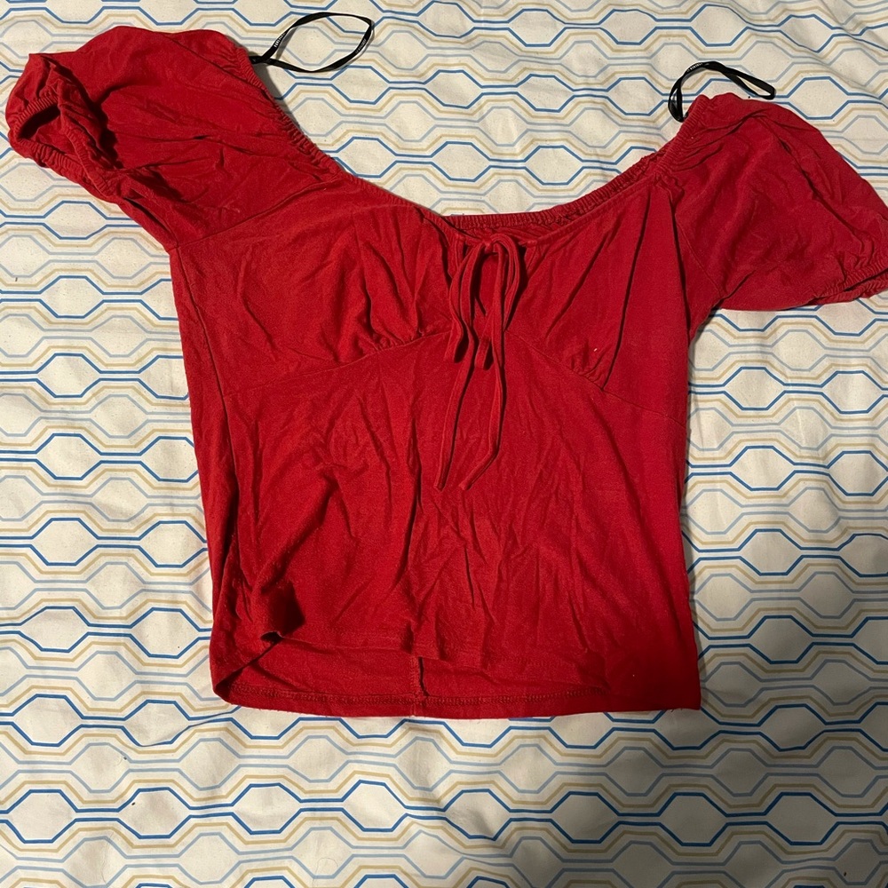 Cute red flowy blouse